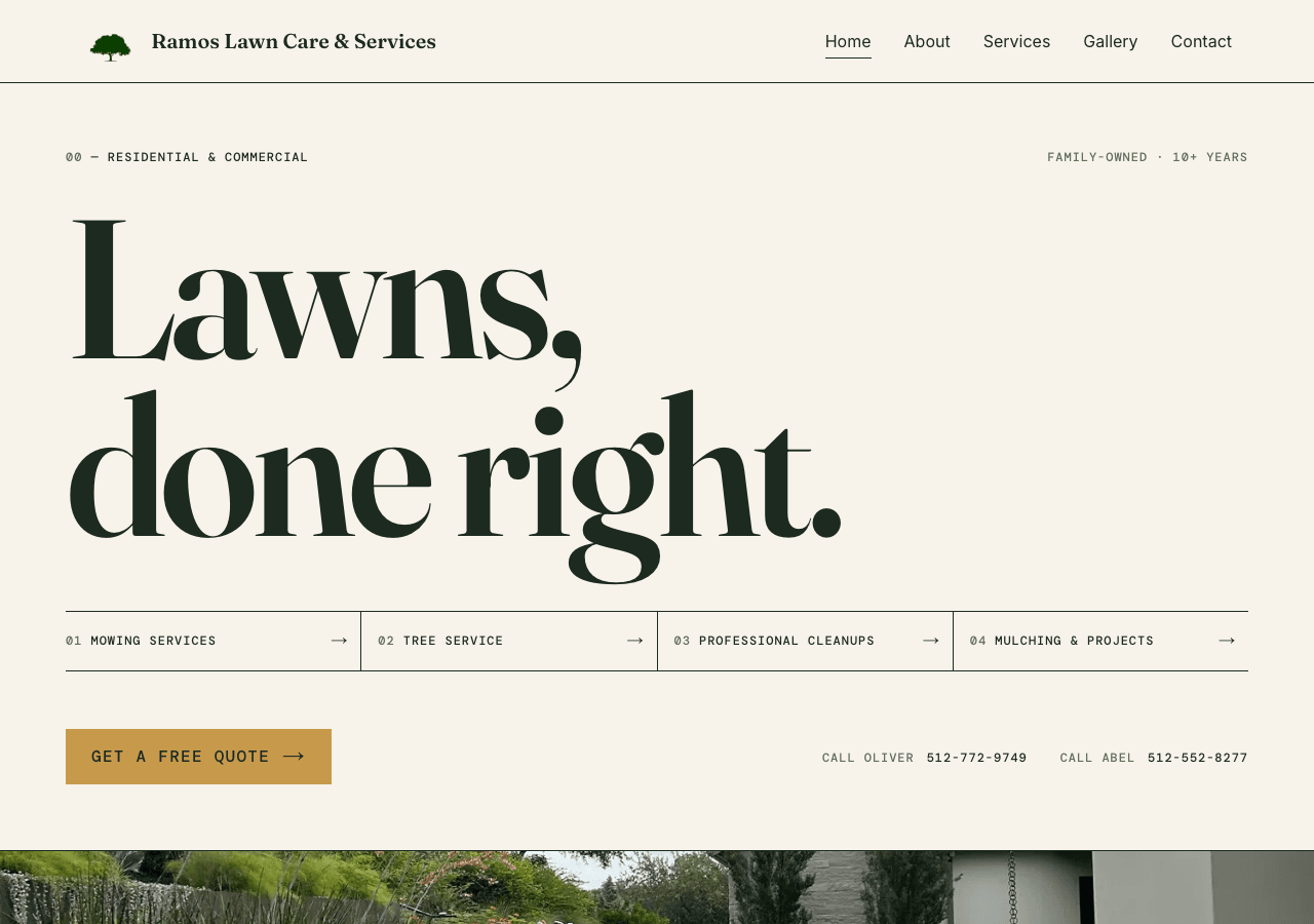 Ramos Lawn Care & Services website homepage